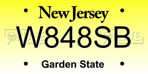 W848SB New Jersey License Plate