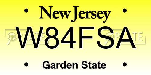 W84FSA New Jersey License Plate