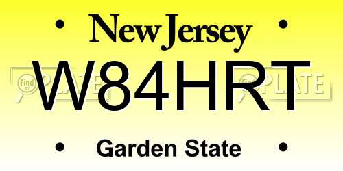 W84HRT New Jersey License Plate