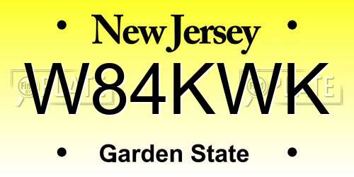 W84KWK New Jersey License Plate