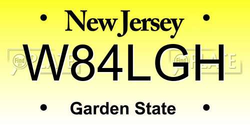 W84LGH New Jersey License Plate