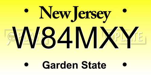W84MXY New Jersey License Plate
