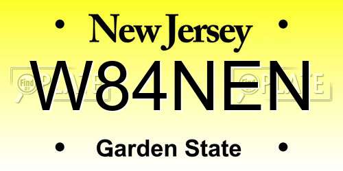 W84NEN New Jersey License Plate