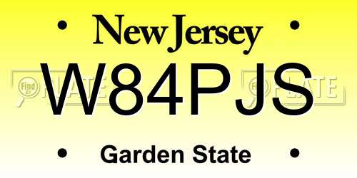 W84PJS New Jersey License Plate