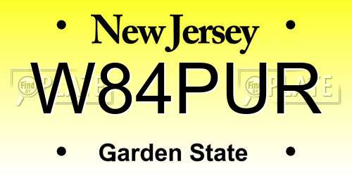 W84PUR New Jersey License Plate