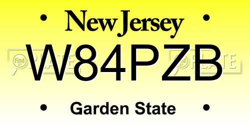 W84PZB New Jersey License Plate