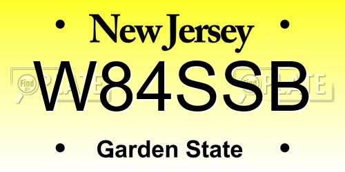 W84SSB New Jersey License Plate