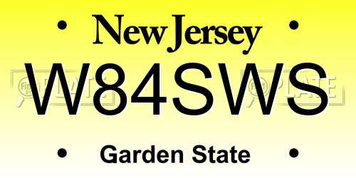 W84SWS New Jersey License Plate