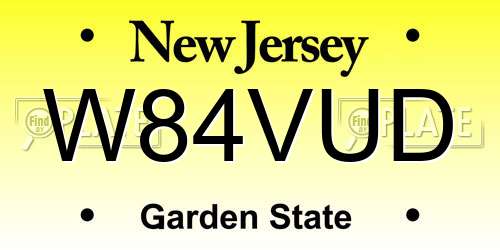 W84VUD New Jersey License Plate