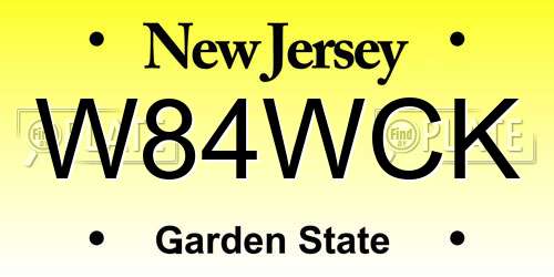 W84WCK New Jersey License Plate