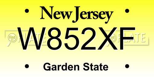 W852XF New Jersey License Plate