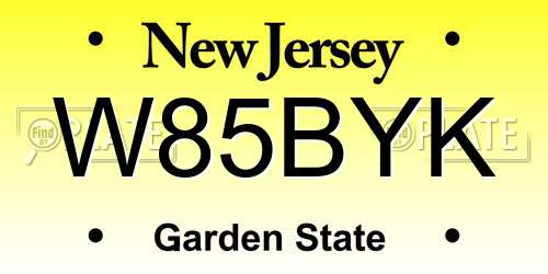 W85BYK New Jersey License Plate
