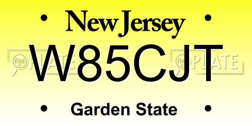 W85CJT New Jersey License Plate