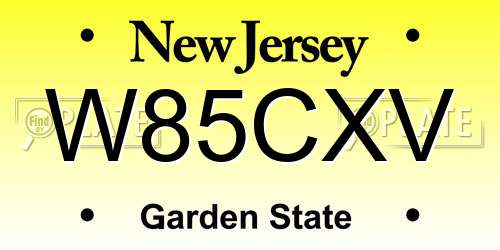 W85CXV New Jersey License Plate