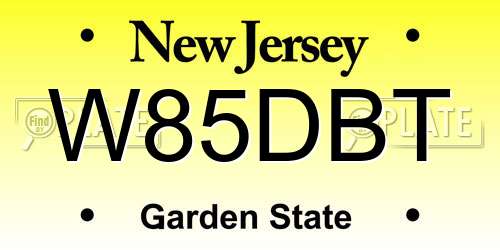 W85DBT New Jersey License Plate