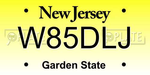 W85DLJ New Jersey License Plate