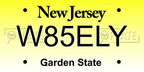 W85ELY New Jersey License Plate