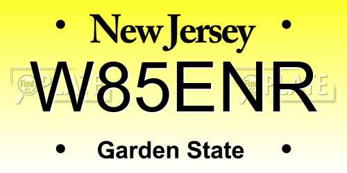 W85ENR New Jersey License Plate