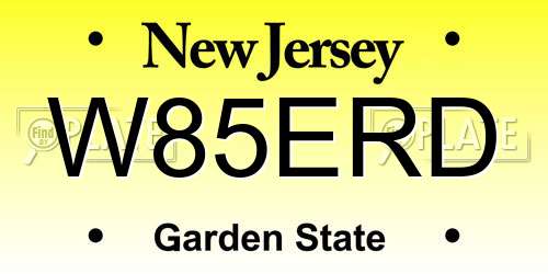 W85ERD New Jersey License Plate