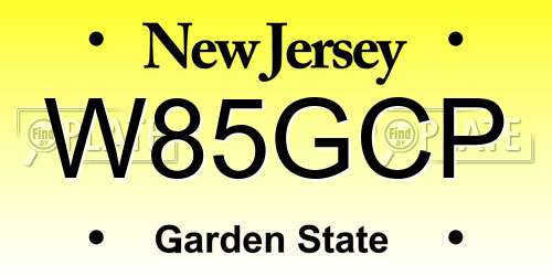 W85GCP New Jersey License Plate