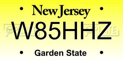 W85HHZ New Jersey License Plate