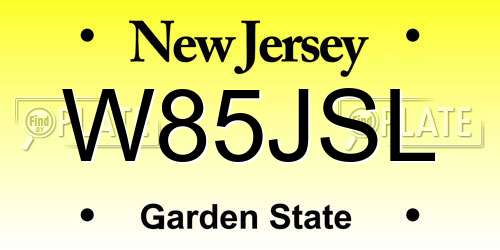 W85JSL New Jersey License Plate