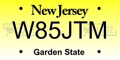 W85JTM New Jersey License Plate