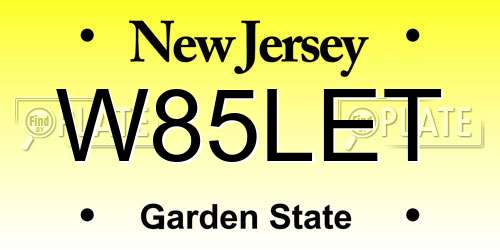 W85LET New Jersey License Plate