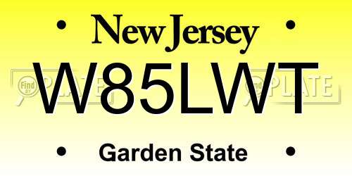 W85LWT New Jersey License Plate