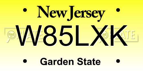 W85LXK New Jersey License Plate