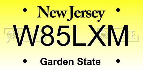 W85LXM New Jersey License Plate