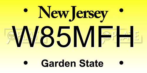W85MFH New Jersey License Plate