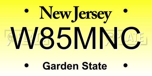 W85MNC New Jersey License Plate