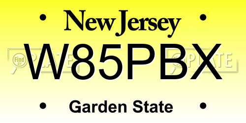 W85PBX New Jersey License Plate