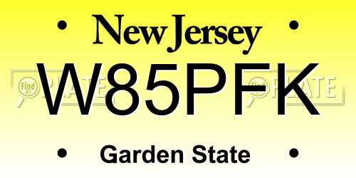 W85PFK New Jersey License Plate
