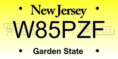 W85PZF New Jersey License Plate