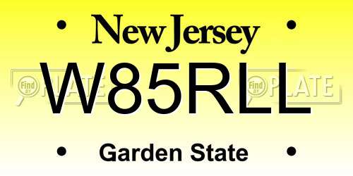 W85RLL New Jersey License Plate