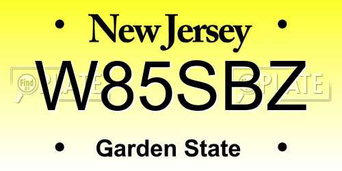 W85SBZ New Jersey License Plate