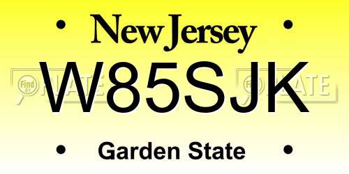 W85SJK New Jersey License Plate