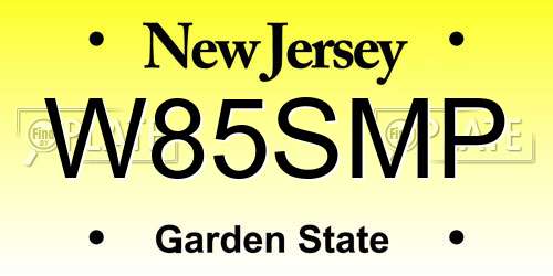 W85SMP New Jersey License Plate