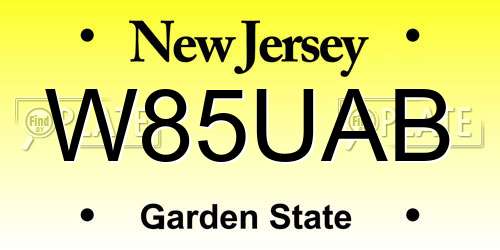 W85UAB New Jersey License Plate