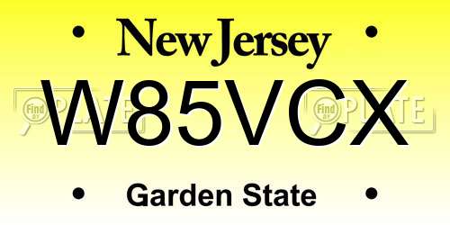 W85VCX New Jersey License Plate