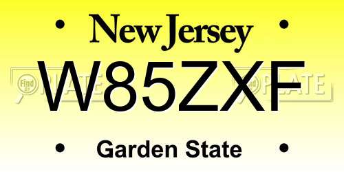 W85ZXF New Jersey License Plate
