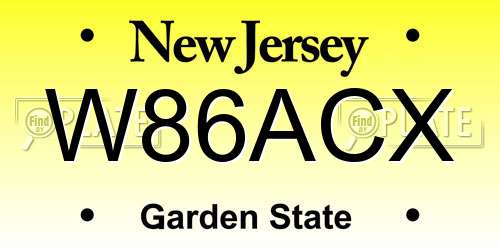W86ACX New Jersey License Plate