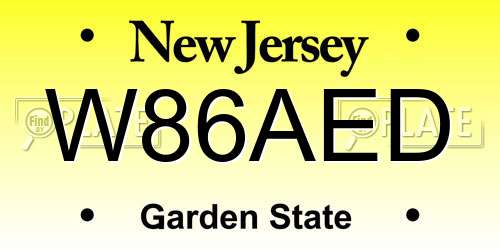 W86AED New Jersey License Plate