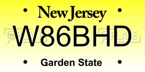 W86BHD New Jersey License Plate