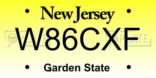 W86CXF New Jersey License Plate
