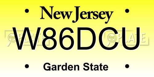 W86DCU New Jersey License Plate