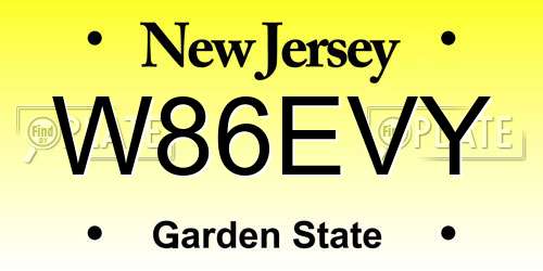 W86EVY New Jersey License Plate