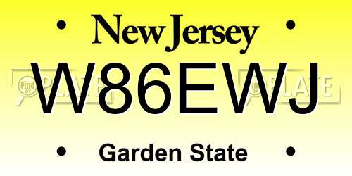 W86EWJ New Jersey License Plate